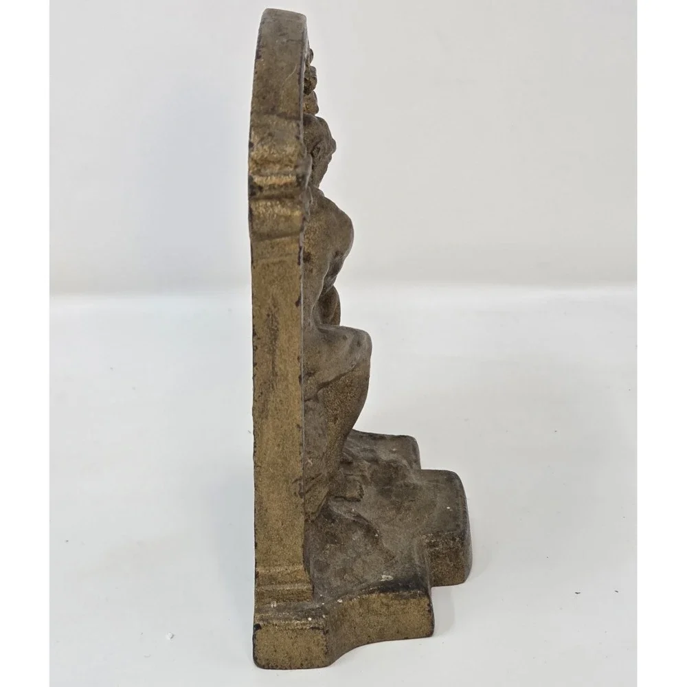 Vintage Cast Iron Rodin Thinker Bookend Architectural Niche 6in Single